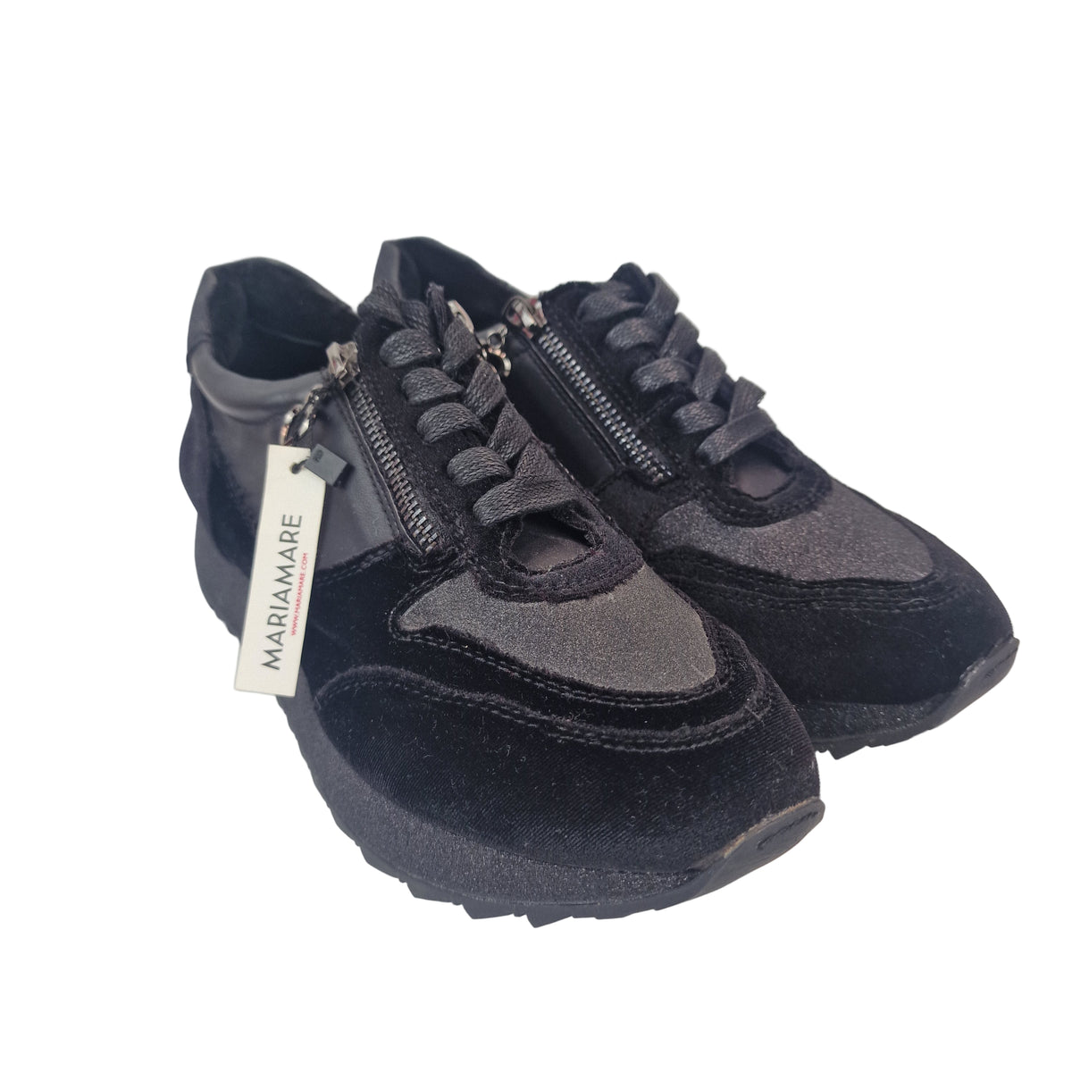 Sneakers de Terciopelo con Plataforma Maria Mare Color Negro – Pasarela Concept