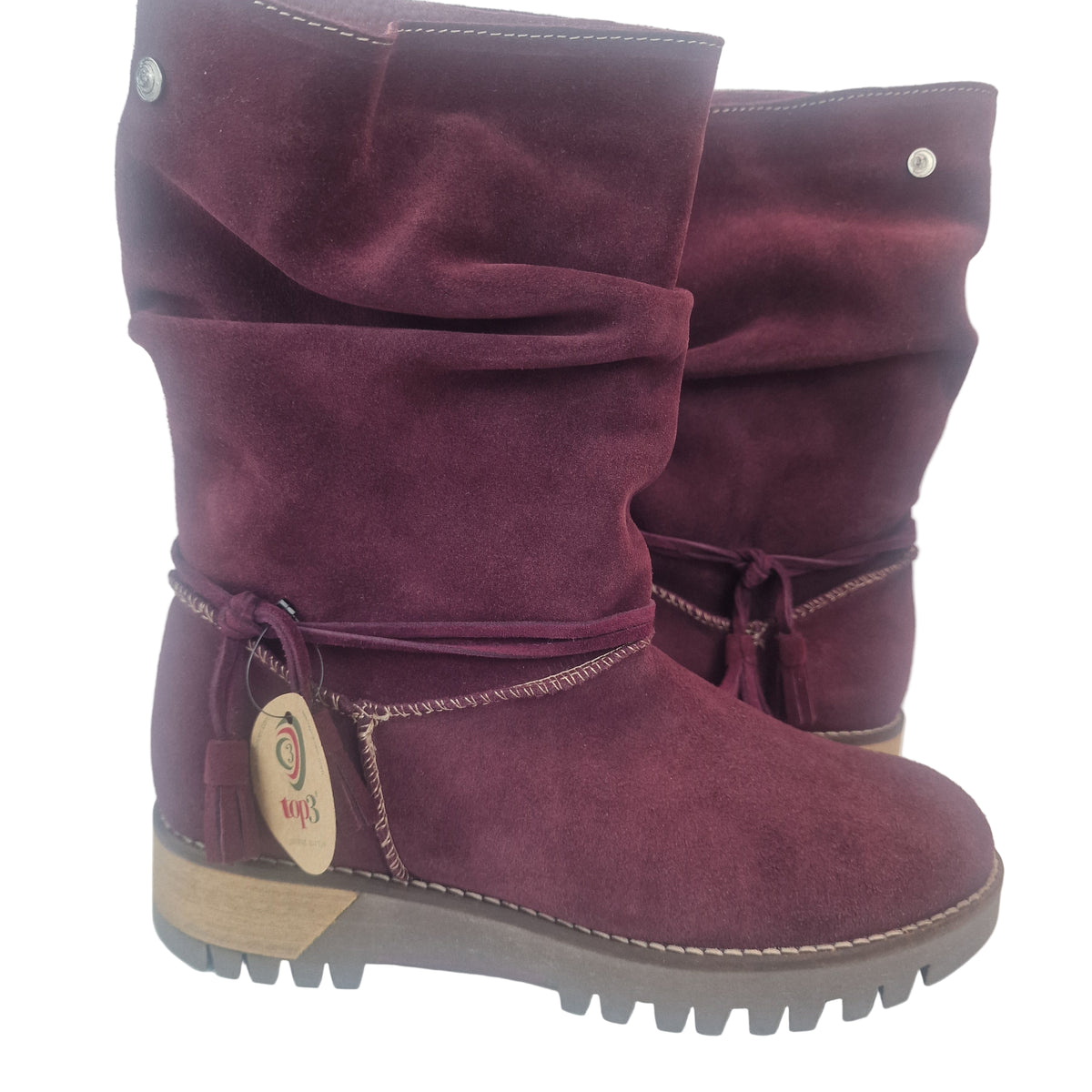 Bota Serraje Arrugada Top3 Burdeos