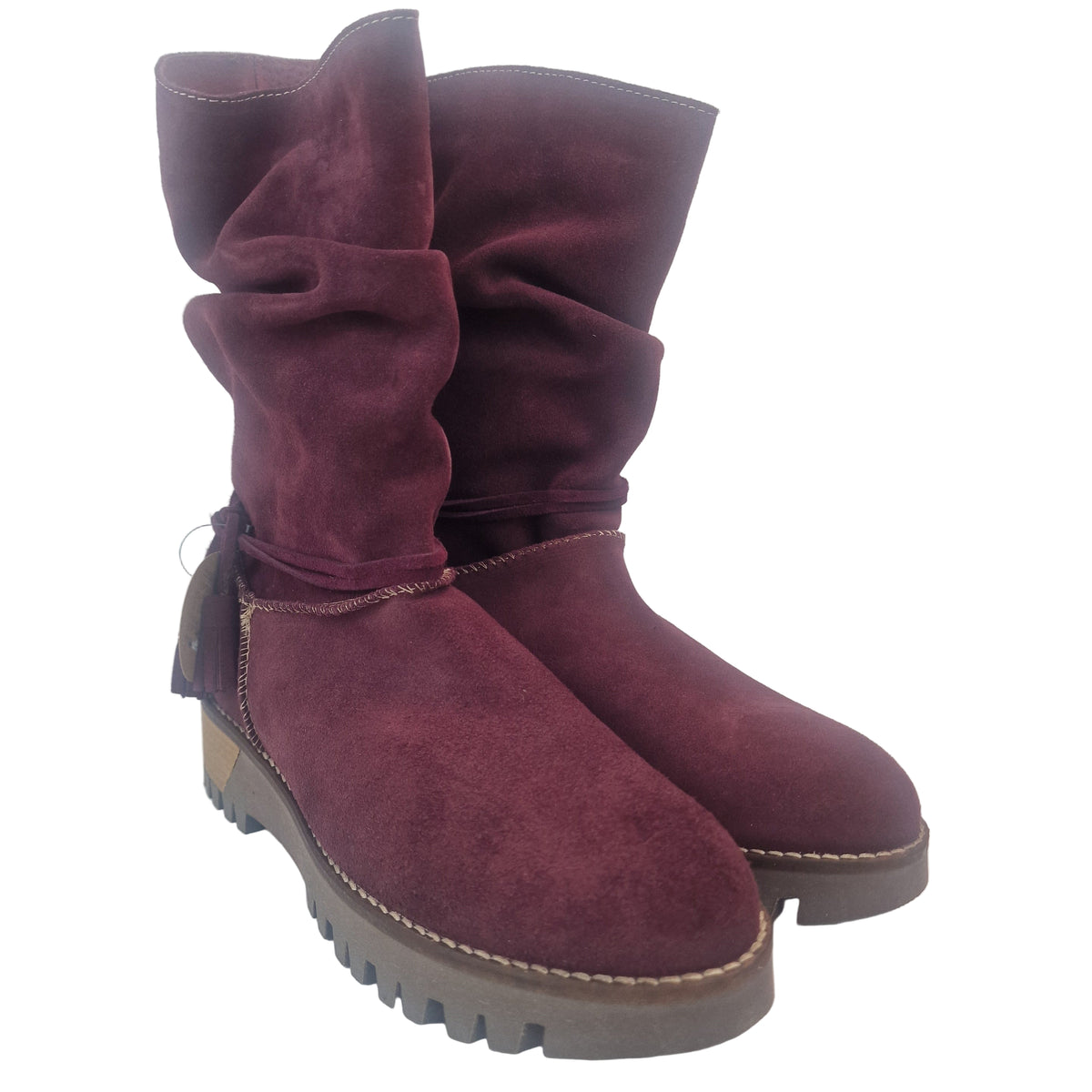 Bota Serraje Arrugada Top3 Burdeos
