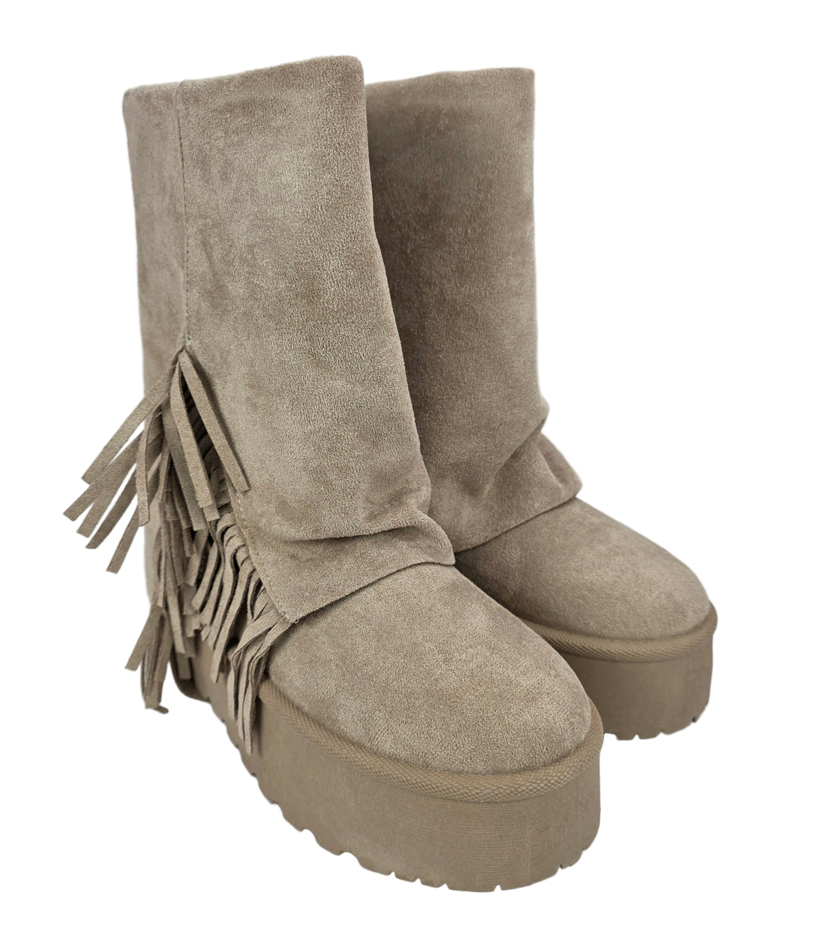 Bota Australiana Flecos Plataforma Beige