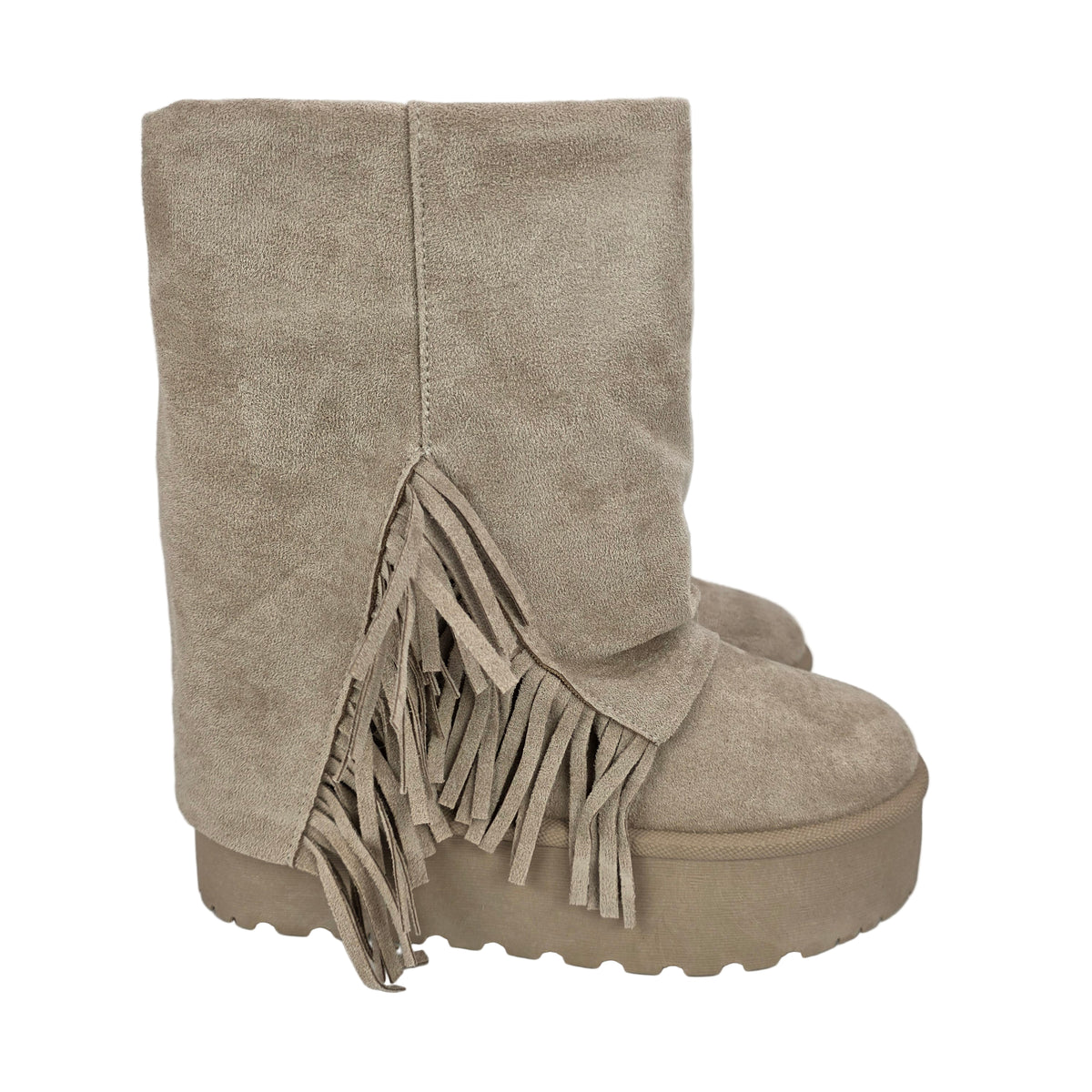 Bota Australiana Flecos Plataforma Beige