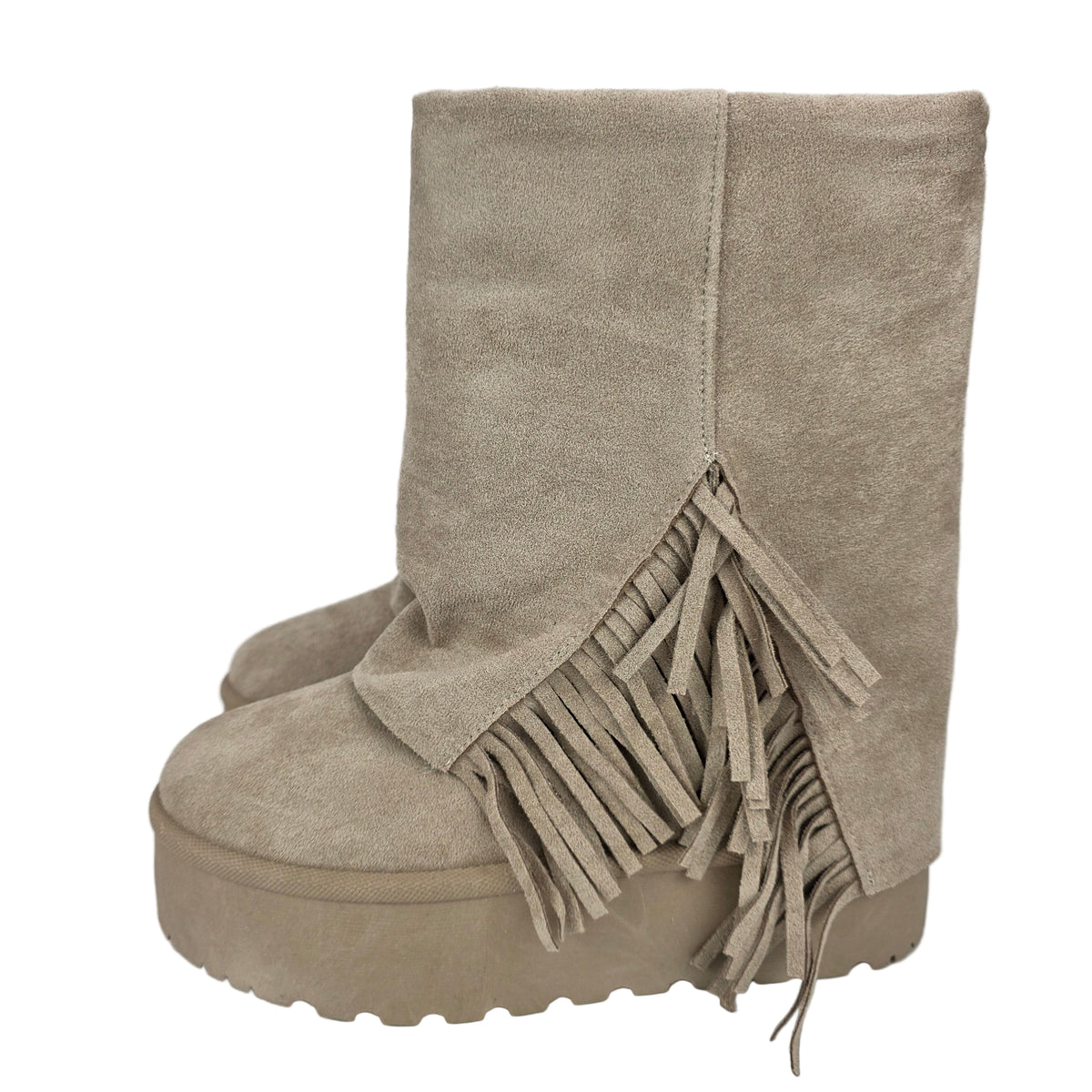 Bota Australiana Flecos Plataforma Beige