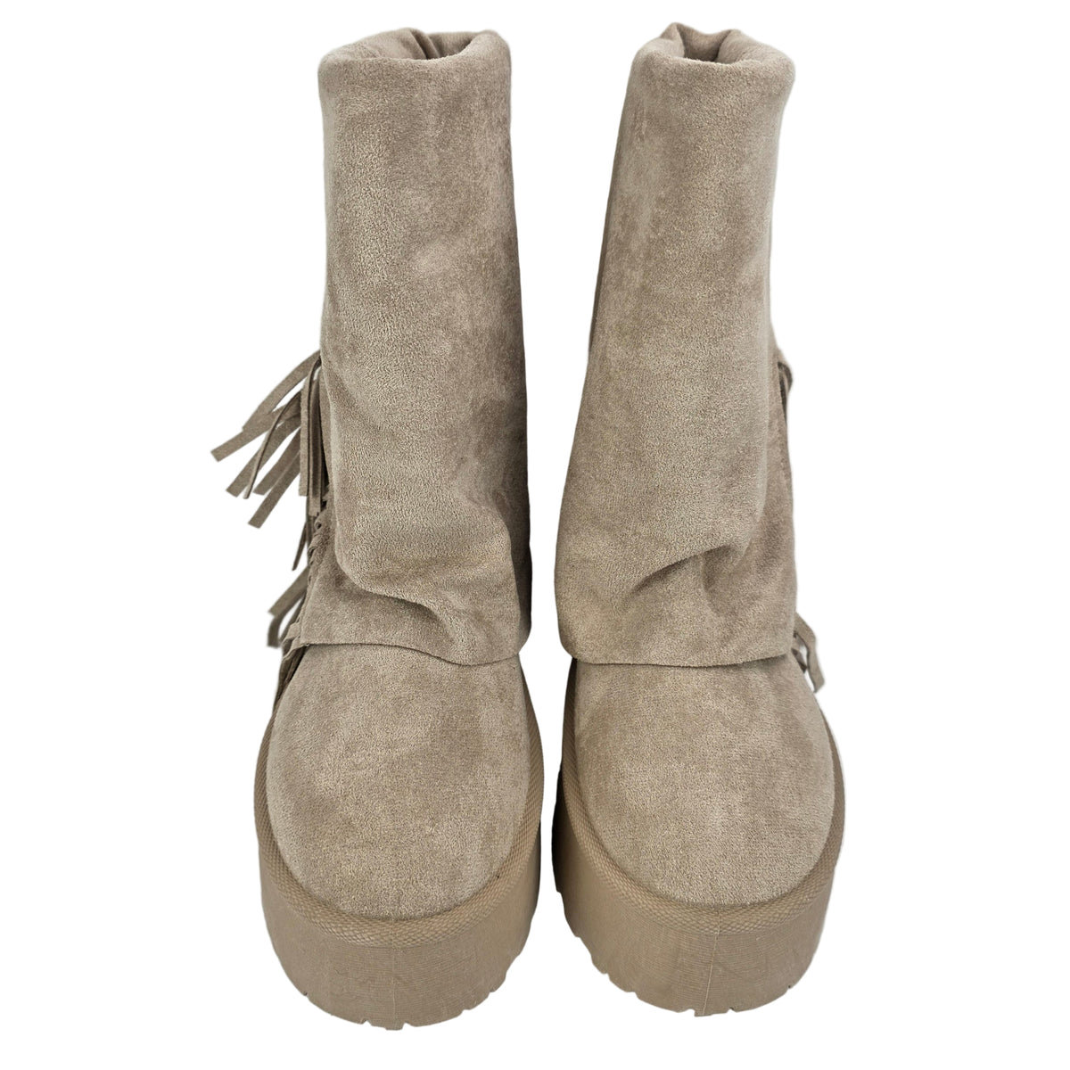 Bota Australiana Flecos Plataforma Beige