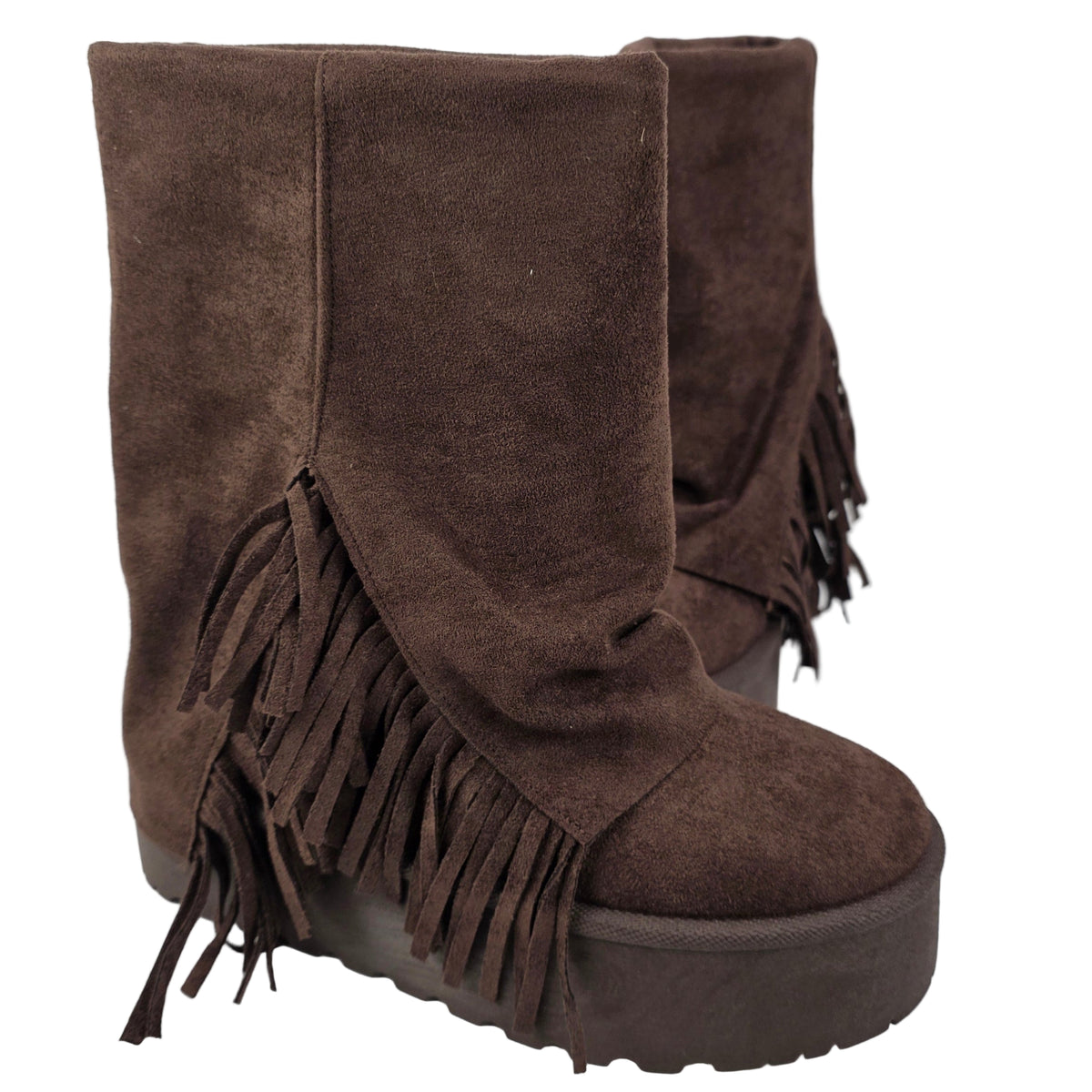 Bota Australiana Flecos Plataforma Marrón