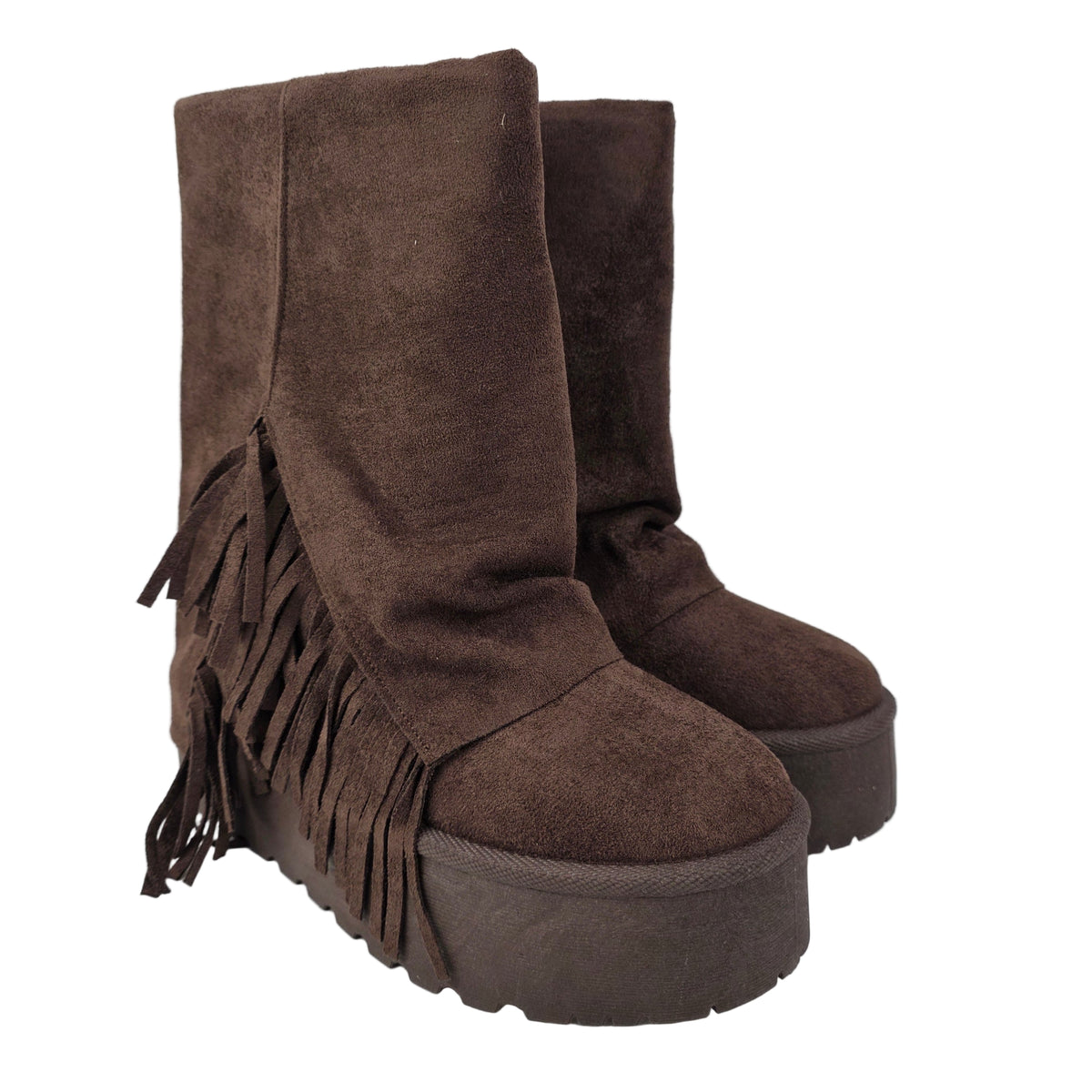 Bota Australiana Flecos Plataforma Marrón