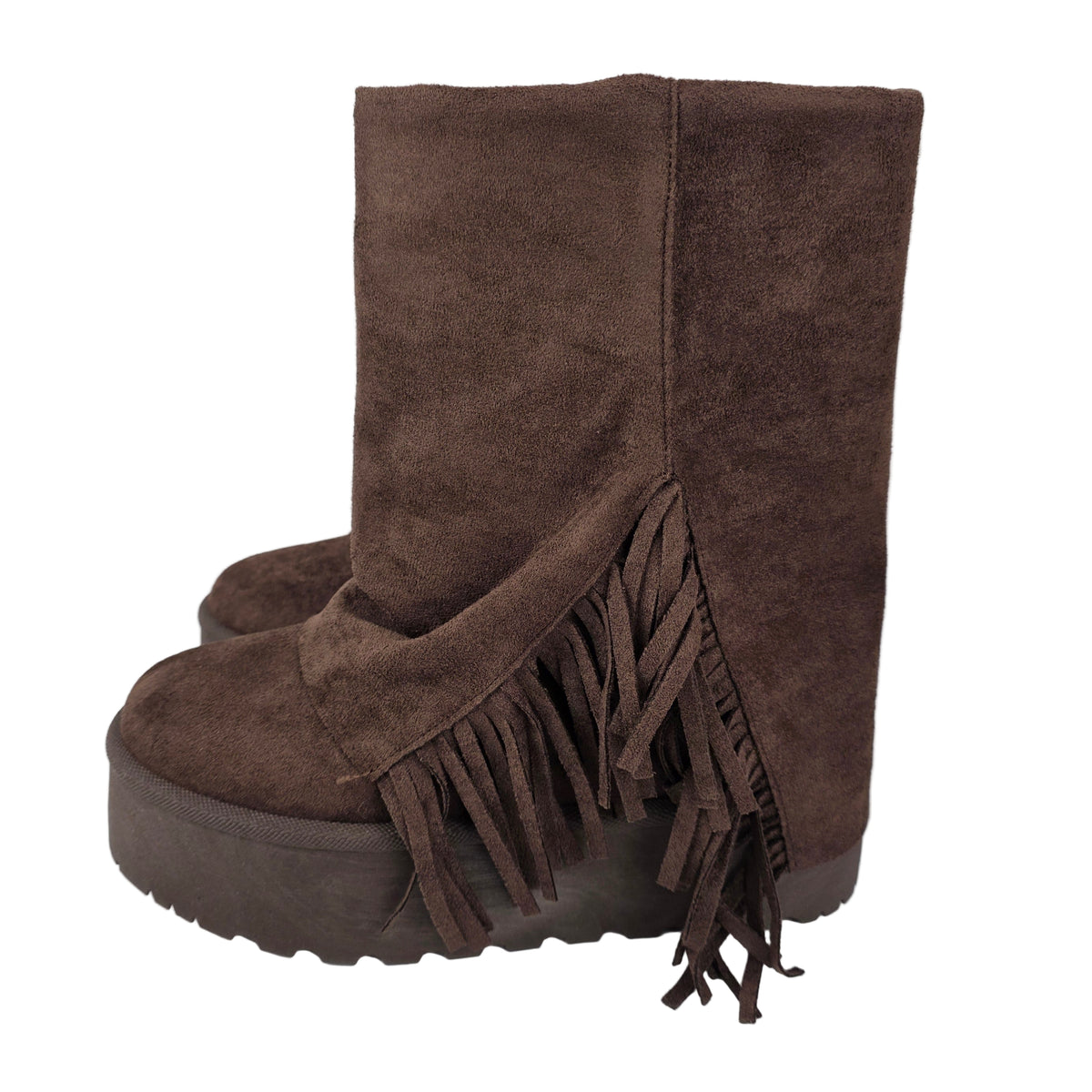 Bota Australiana Flecos Plataforma Marrón