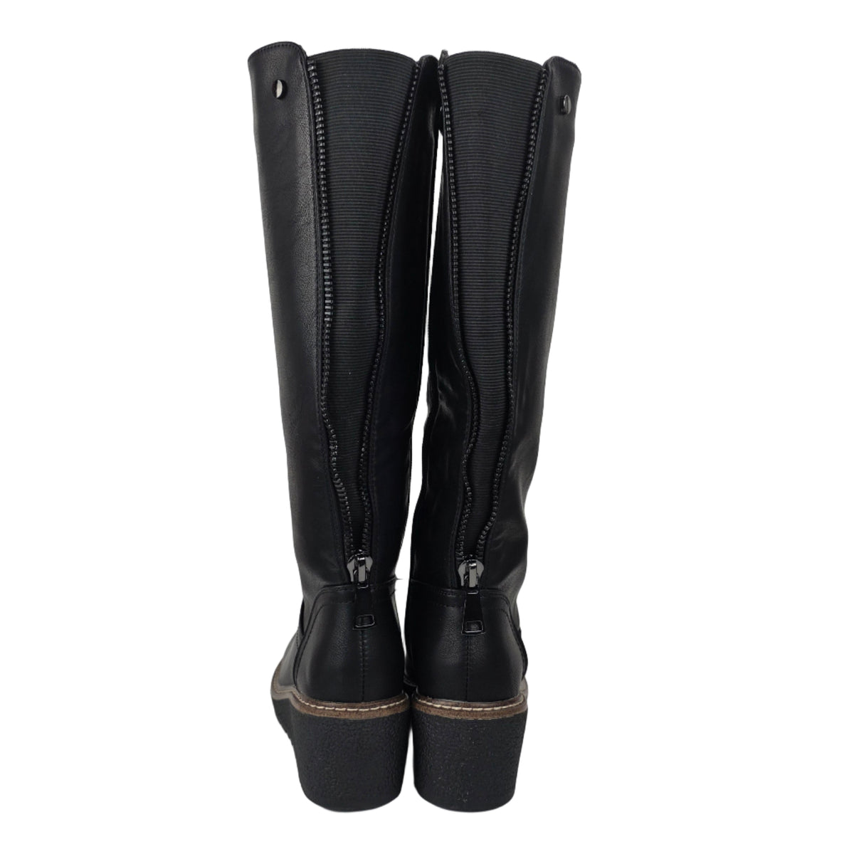 Bota Alta Cuña Cremallera Trasera Negra – Pasarela Concept