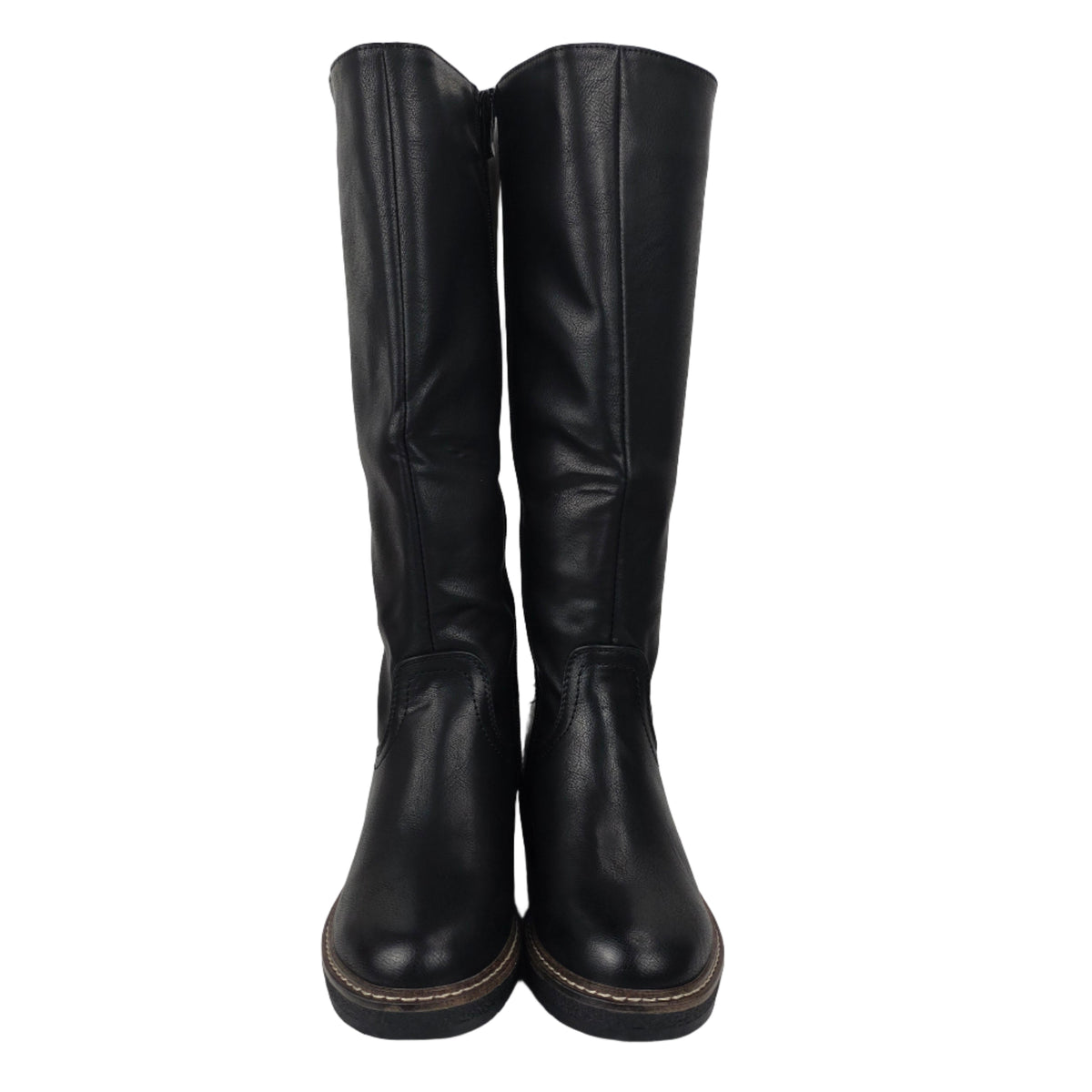 Bota Alta Cuña Cremallera Trasera Negra – Pasarela Concept