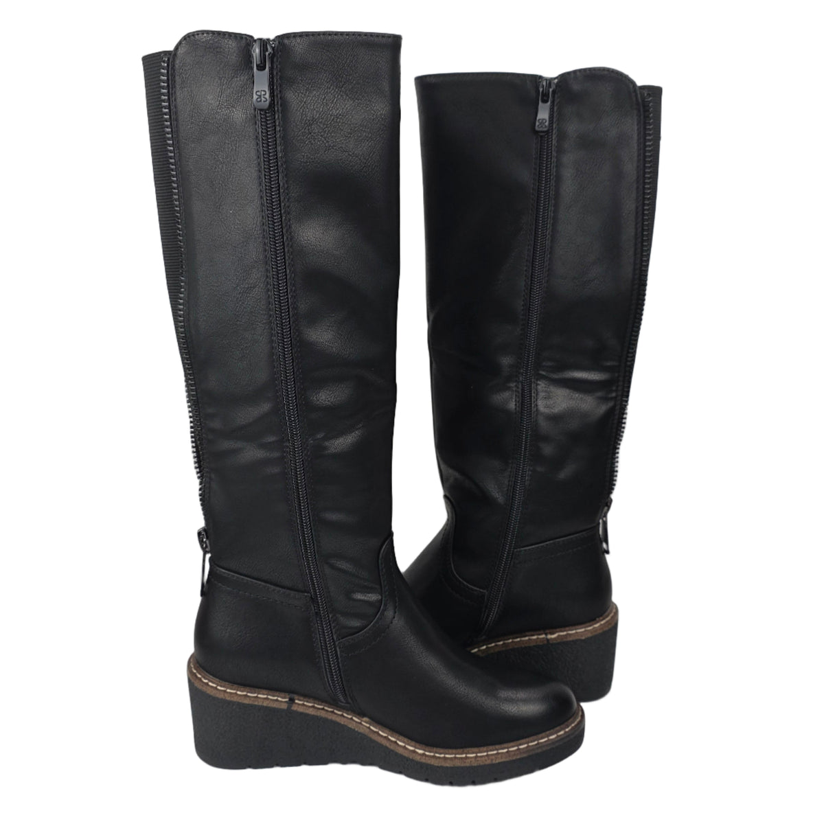 Bota Alta Cuña Cremallera Trasera Negra – Pasarela Concept