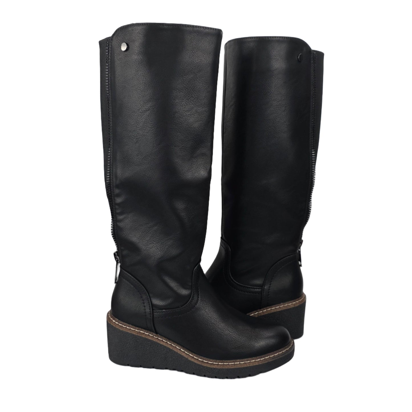 Bota Cuña Cremallera Negra
