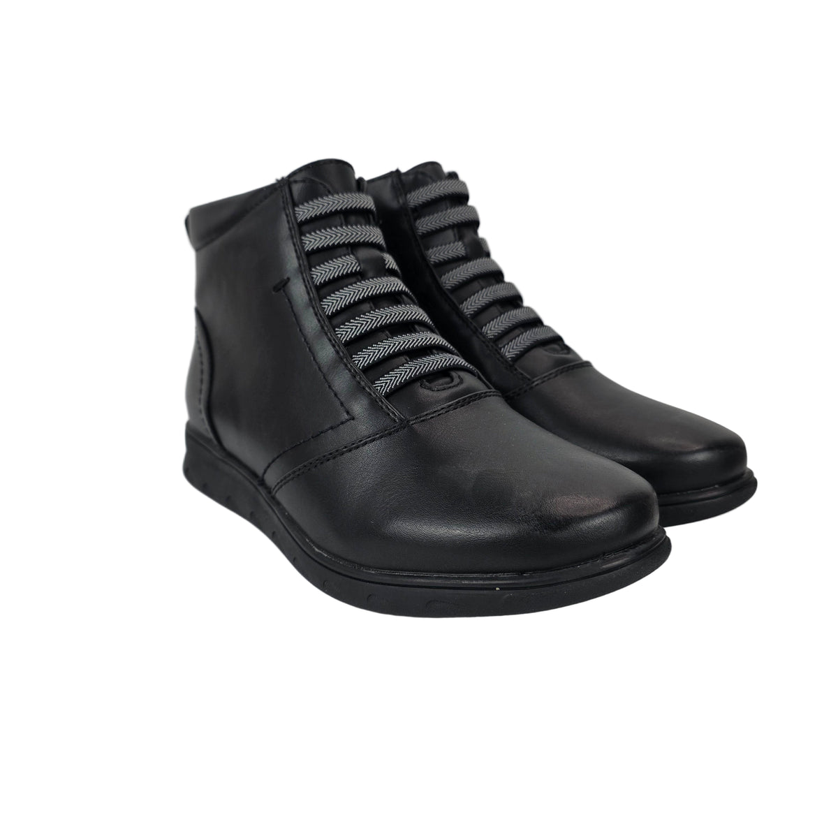 Botín Confort Horma Amplia Cordones Elásticos Negro – Pasarela Concept