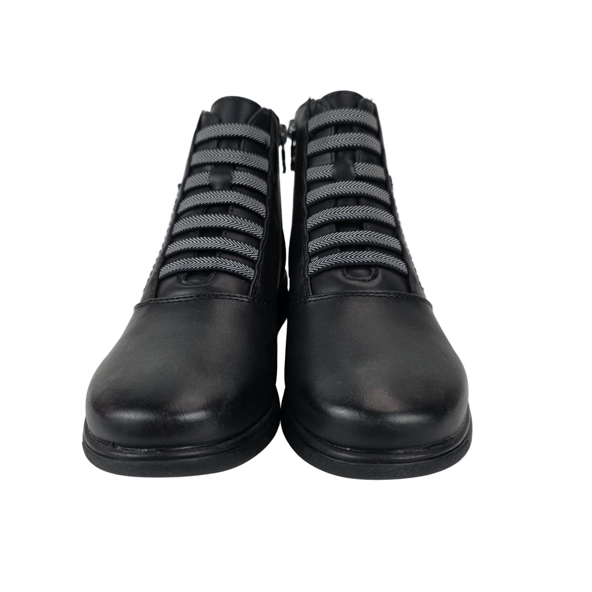 Botín Confort Horma Amplia Cordones Elásticos Negro – Pasarela Concept