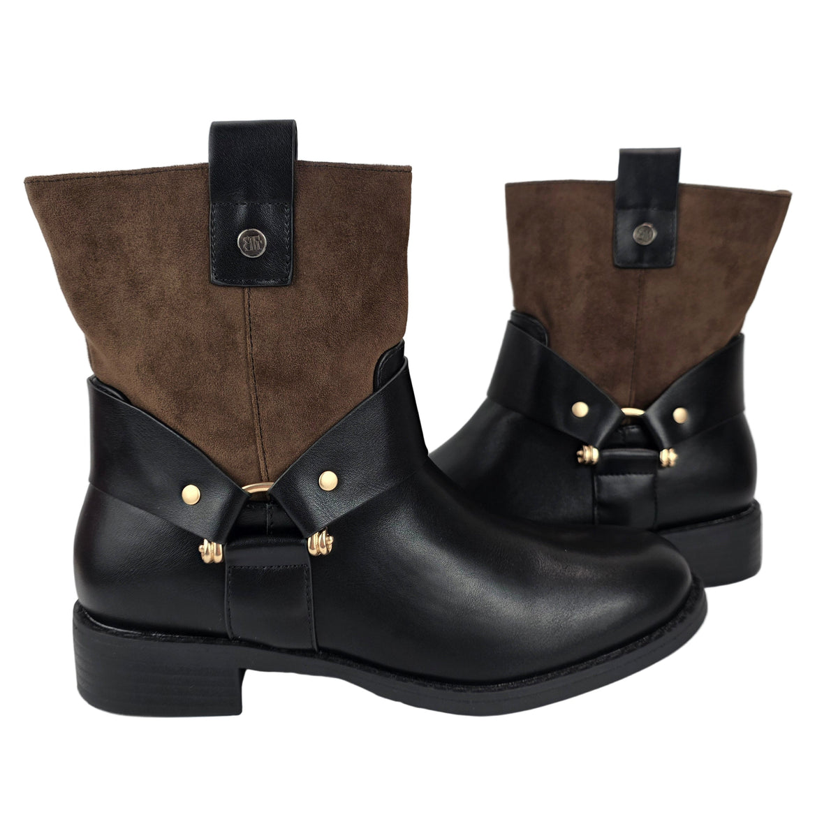 Botín Combinado Hebilla Dorado Negro/Marrón – Pasarela Concept