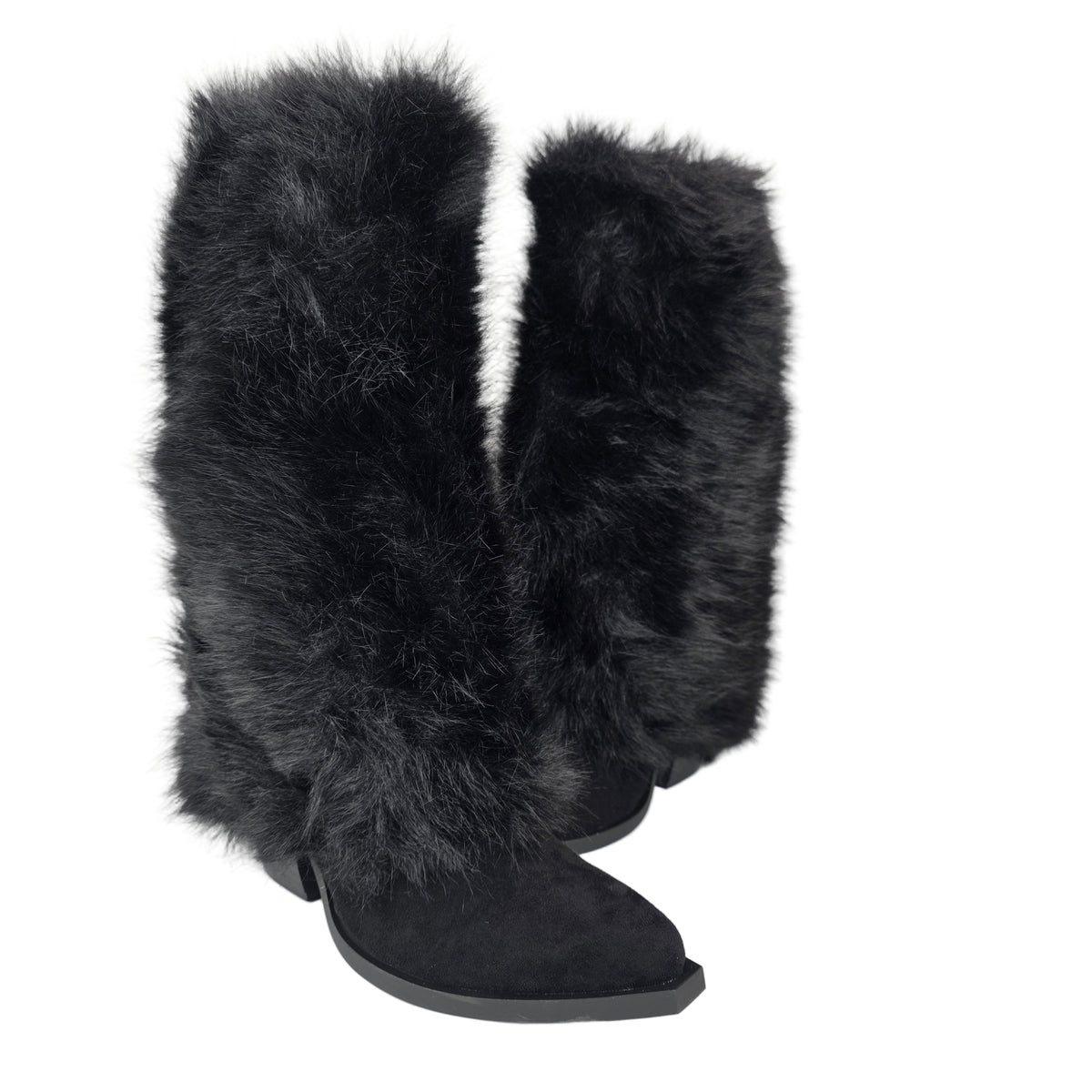 Bota Alta Pelo Efecto Peluche Negra – Pasarela Concept