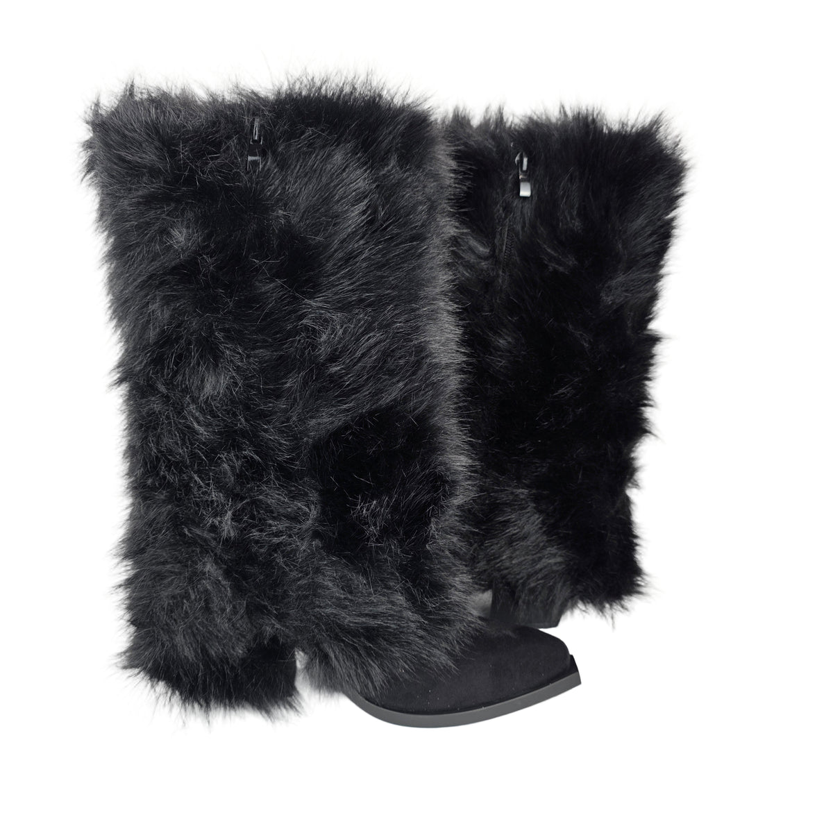 Bota Alta Pelo Efecto Peluche Negra – Pasarela Concept