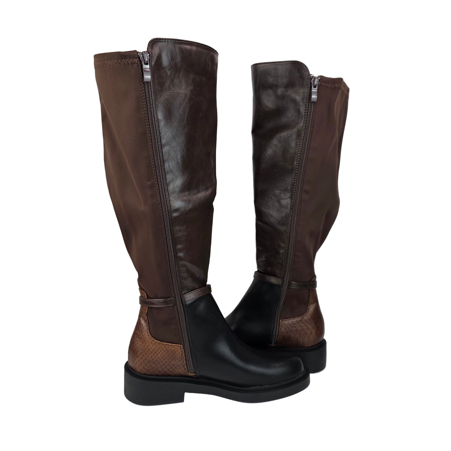 Bota Combinada Serpiente Marrón