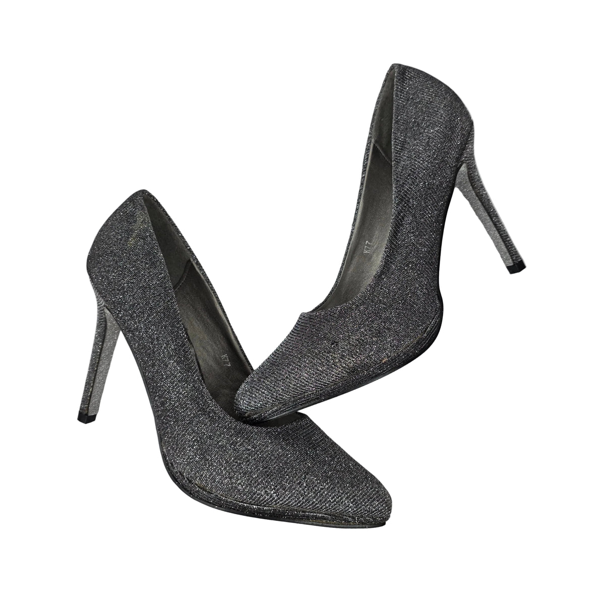 Zapatos de Salón Stiletto Plata Brillante con Suela de Glitter – Pasarela Concept