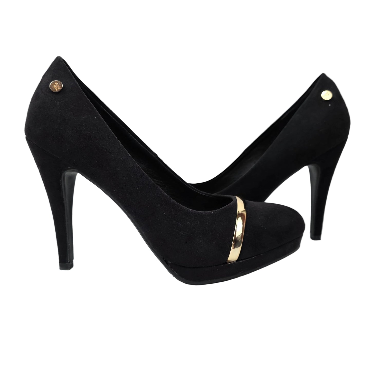 Zapatos de Salón Xti de Antelina Negra con Detalle Oro y Plataforma – Pasarela Concept