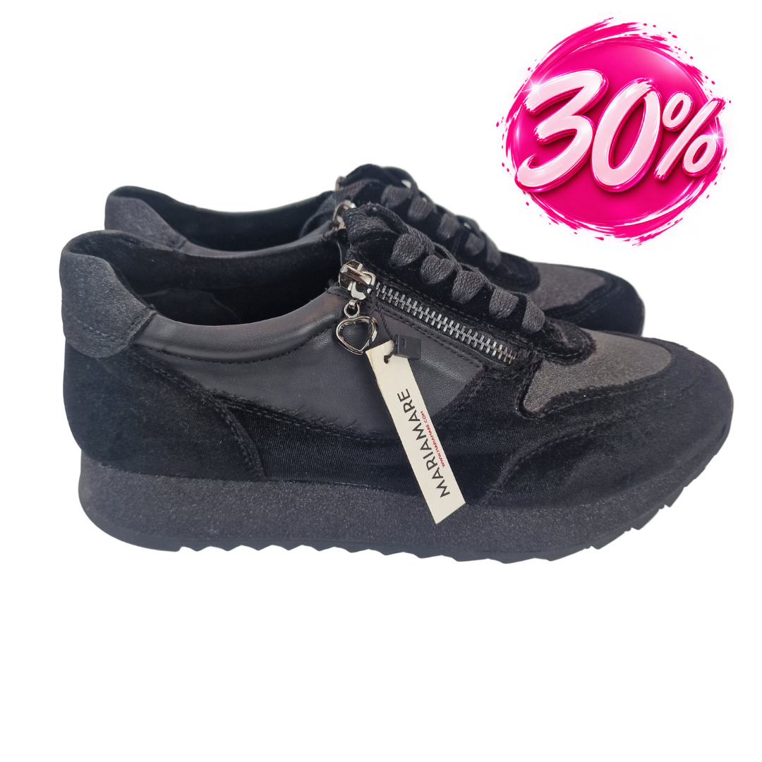 Sneakers de Terciopelo con Plataforma Maria Mare Color Negro – Pasarela Concept