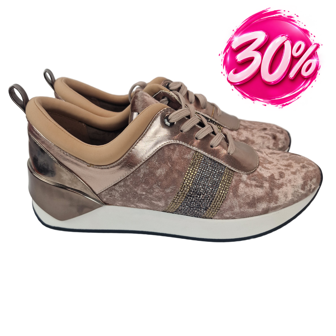 Sneakers de Terciopelo y Strass Maria Mare Color Maquillaje – Pasarela Concept