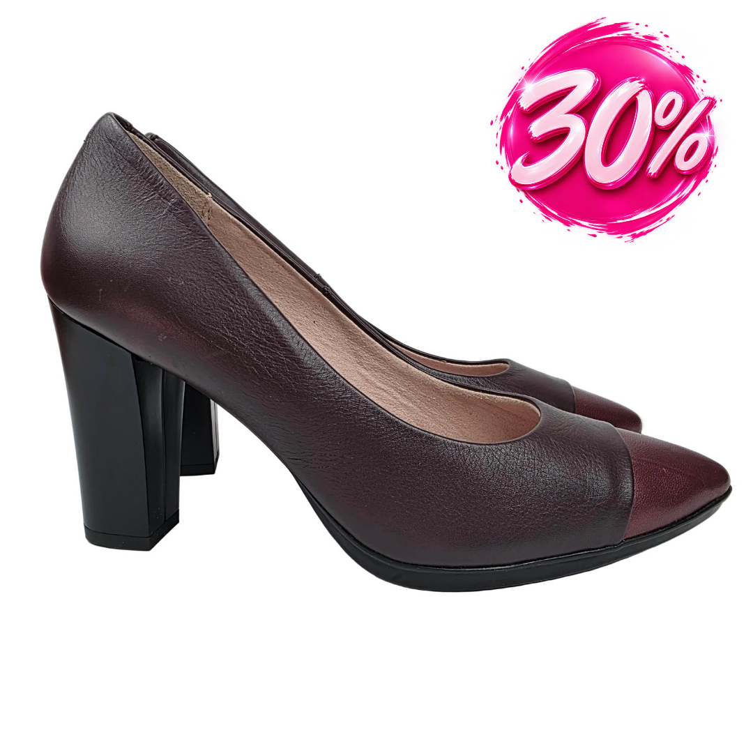 Zapato de Salón 100% Piel Burdeos con Plantilla de Gel – Pasarela Concept