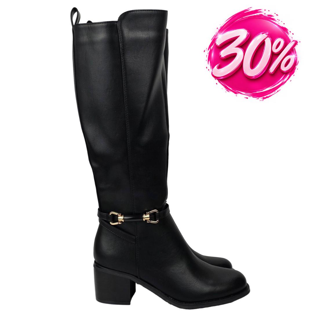 Bota Alta Tacón Estribo Negro – Pasarela Concept
