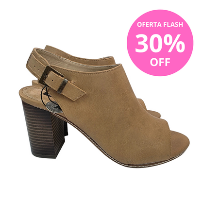 Sandalia Peep-Toe Mustang en Cuero con Tacón Bloque de 8cm