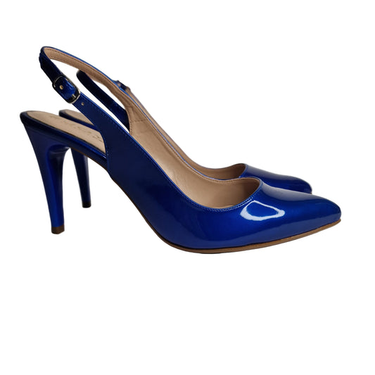 Zapato Stiletto Azul Eléctrico Destalonado de Piel Charol Joyca – Pasarela Concept