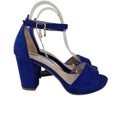 Sandalia Xti Azul Eléctrico de Antelina con Tacón Bloque de 8.5cm