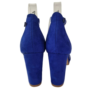 Sandalia Xti Azul Eléctrico de Antelina con Tacón Bloque de 8.5cm