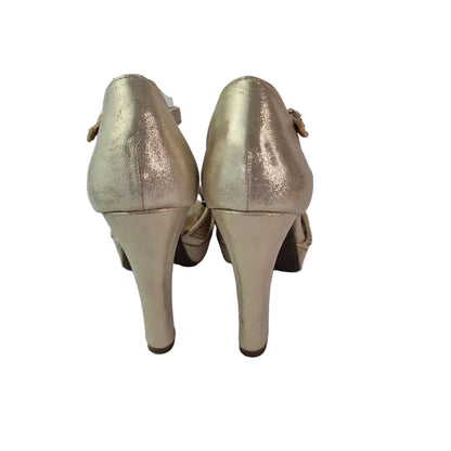 Sandalia Xti Champagne Irisado con Strass y Cierre en T - Tacón de 10cm