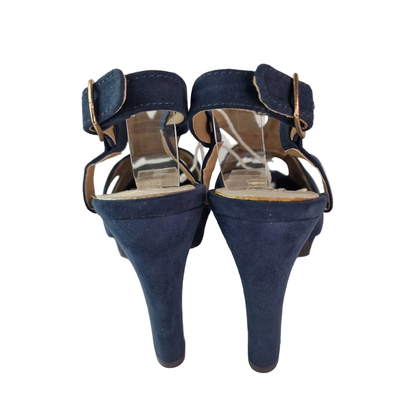 Sandalia Xti de Tacón Azul Marino en Antelina con Plataforma de 3cm