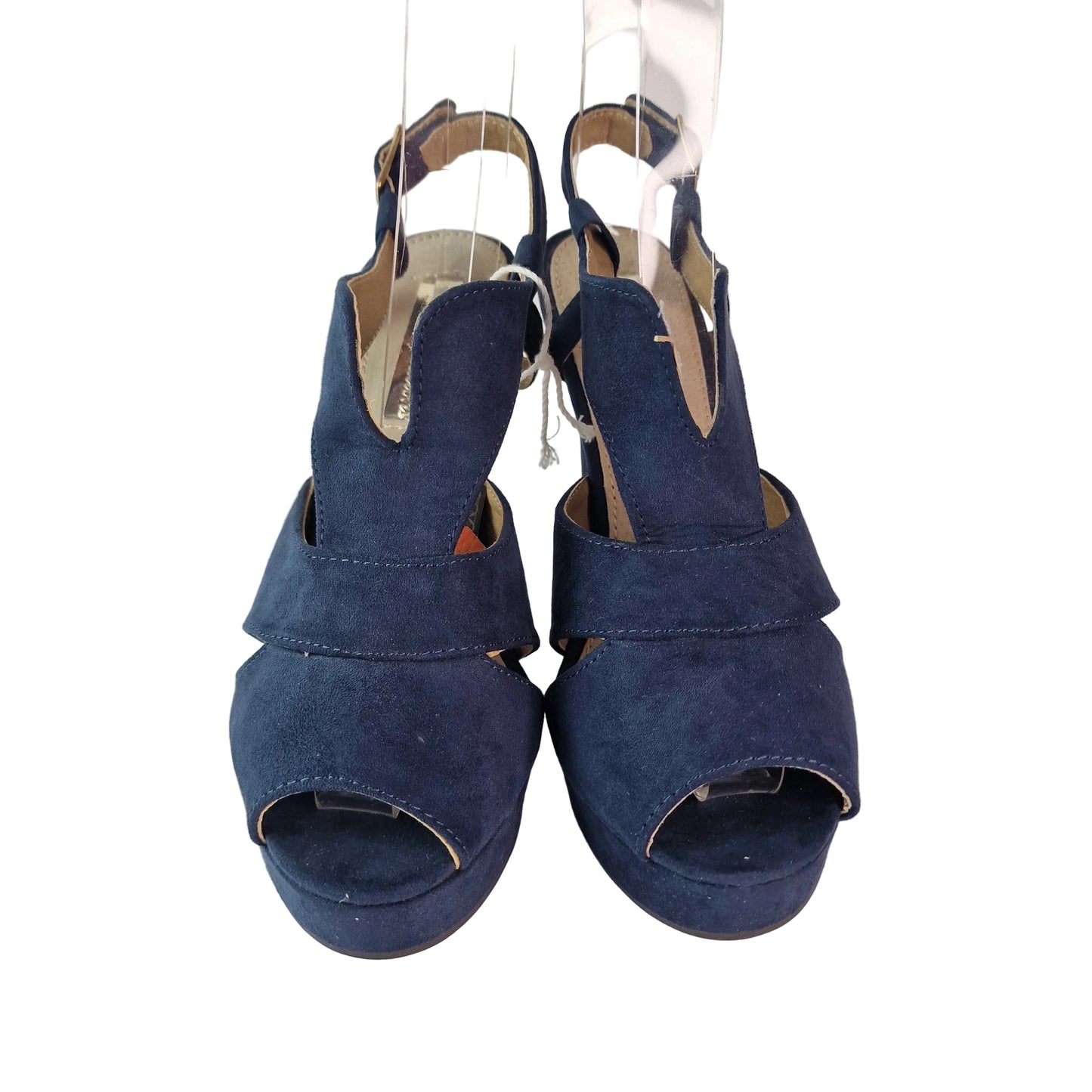 Sandalia Xti de Tacón Azul Marino en Antelina con Plataforma de 3cm