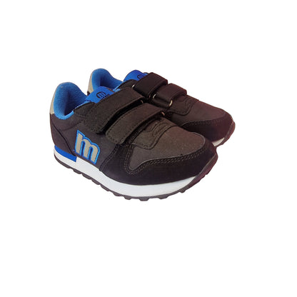 Zapatilla Infantil Velcro Mustang Negro/Azul