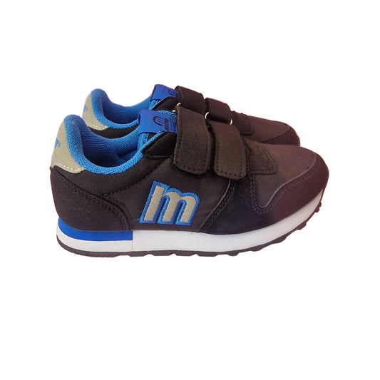 Zapatilla Infantil Velcro Mustang Negro/Azul