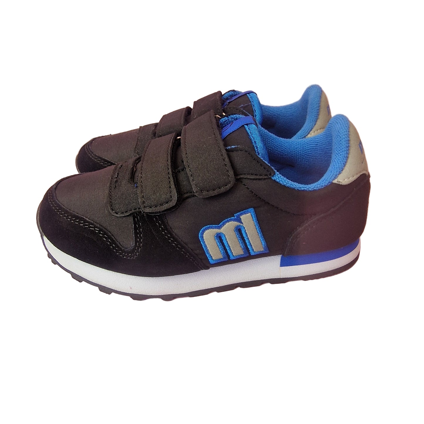 Zapatilla Infantil Velcro Mustang Negro/Azul