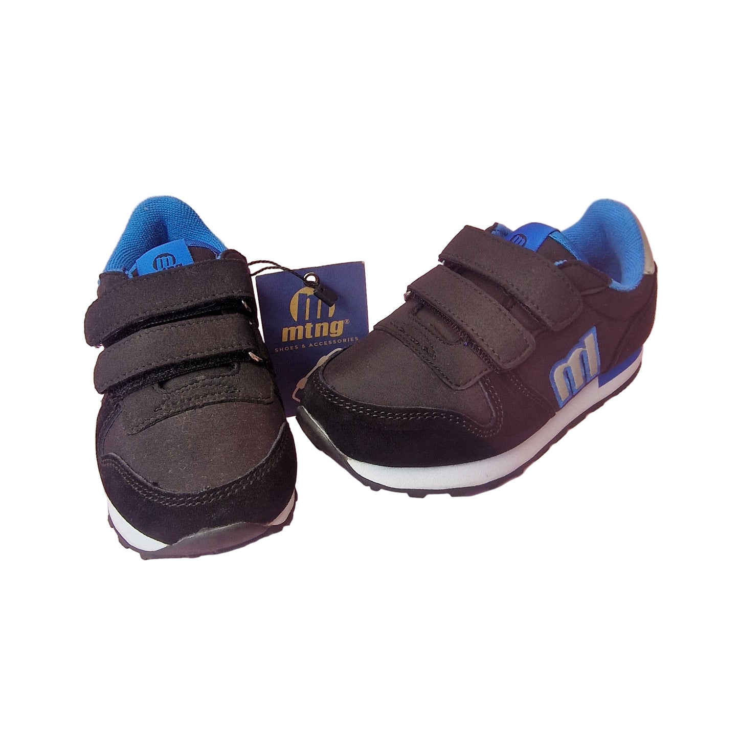 Zapatilla Infantil Velcro Mustang Negro/Azul