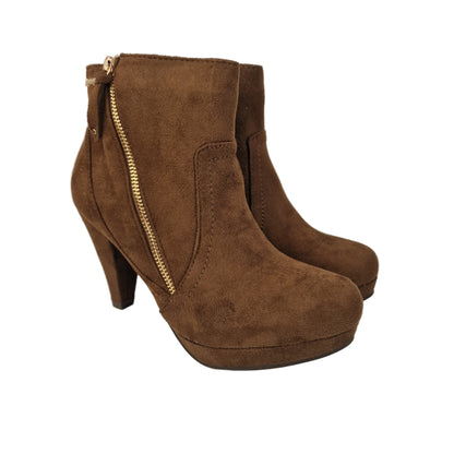 Botín Cremallera Antelina Camel