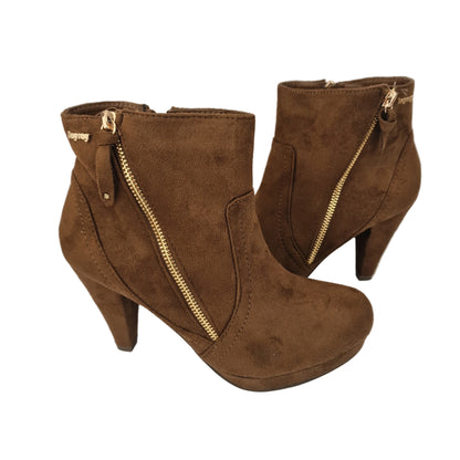 Botín Cremallera Antelina Camel