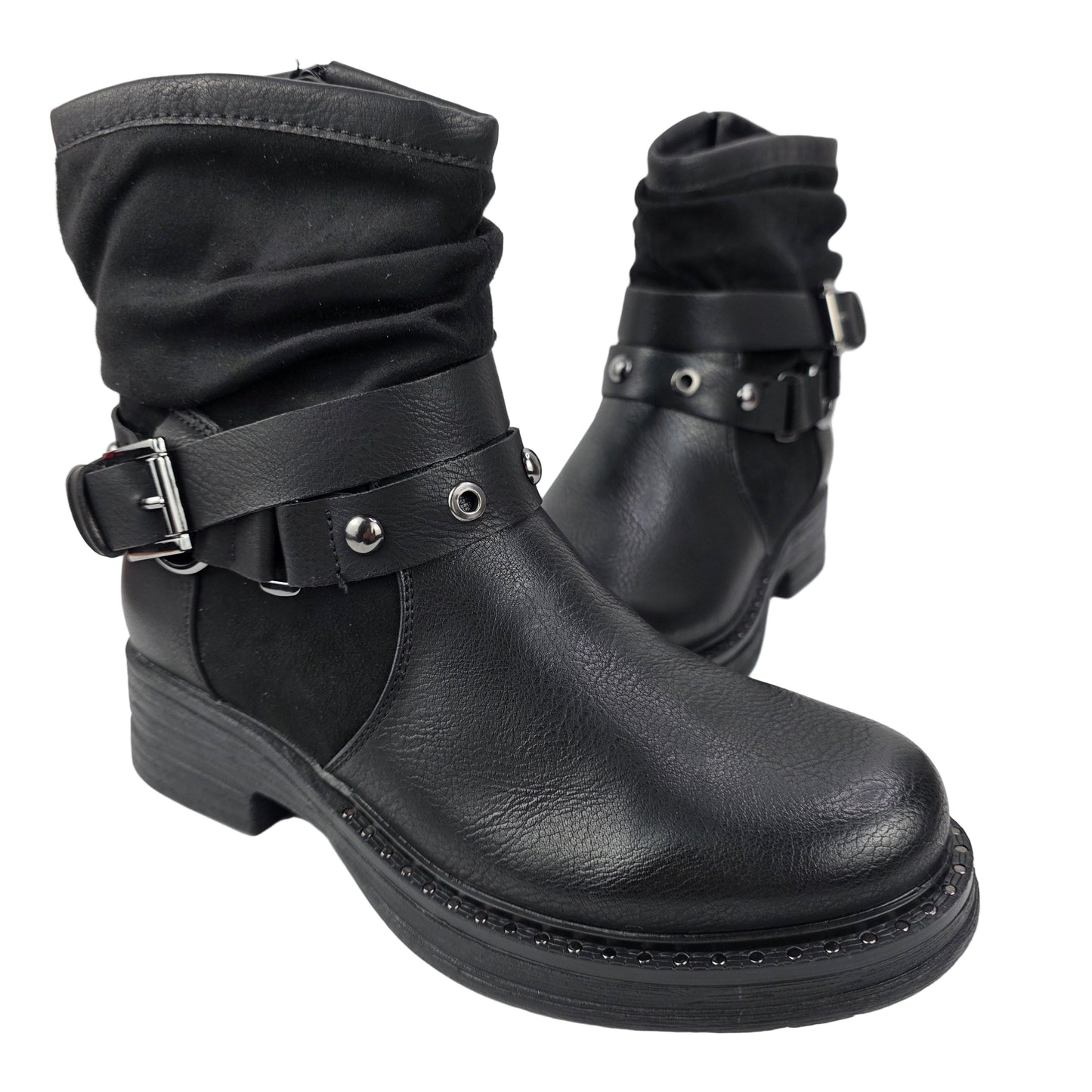 Botin Combinado Hebilla Negro