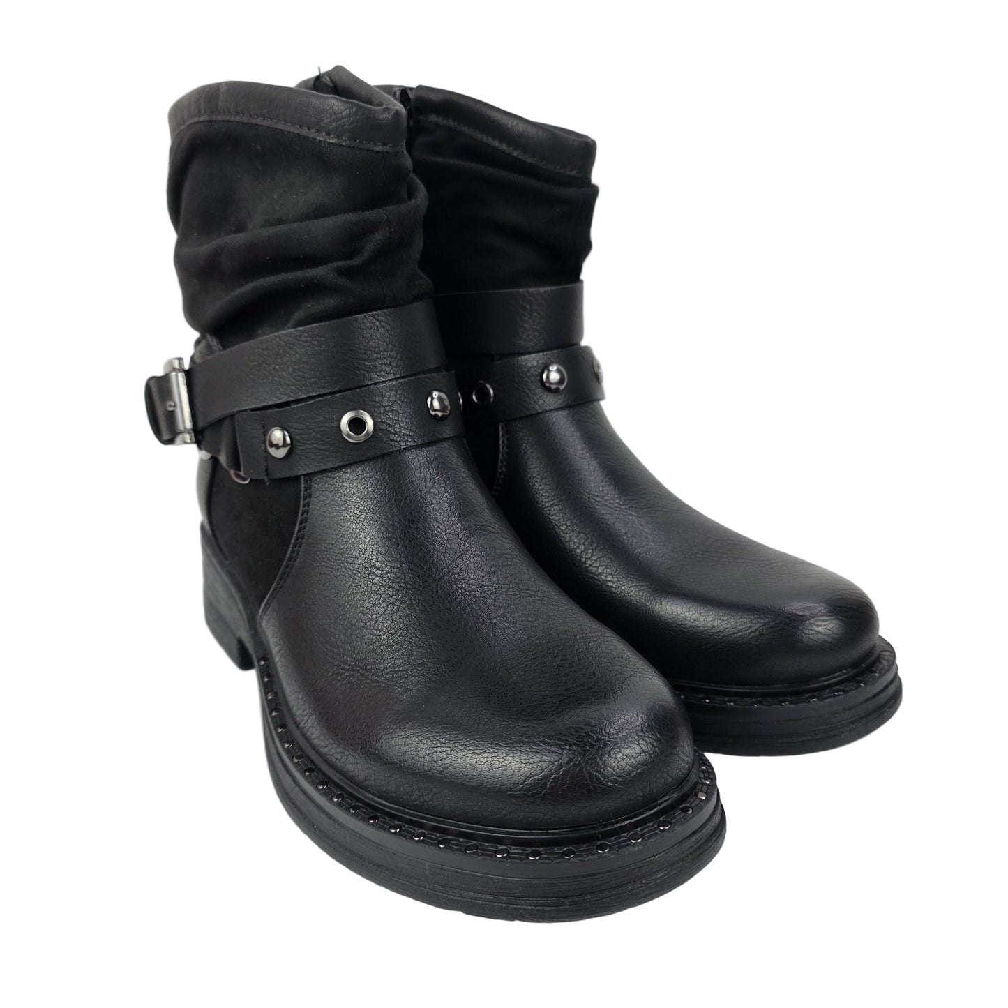 Botin Combinado Hebilla Negro
