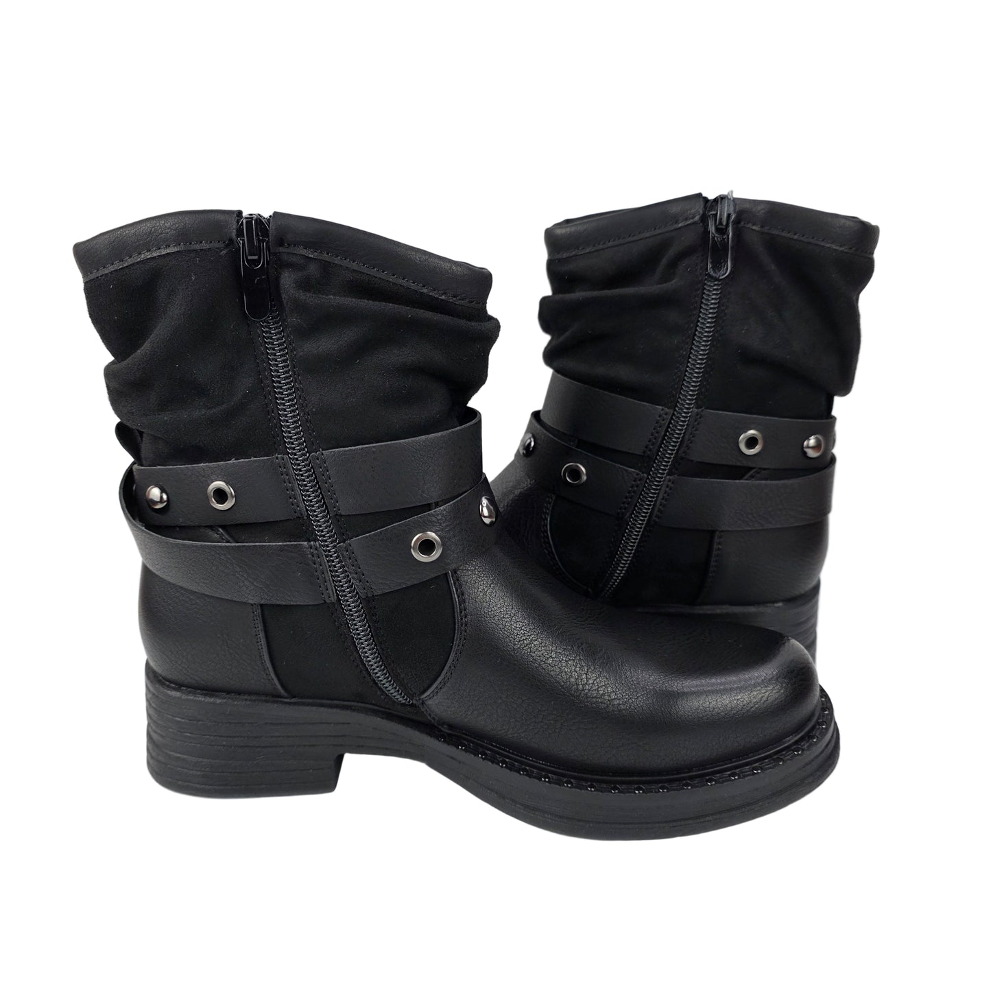 Botin Combinado Hebilla Negro