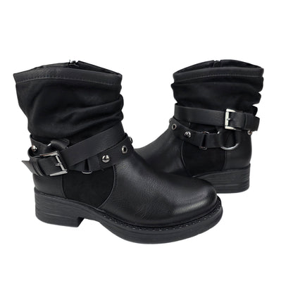 Botin Combinado Hebilla Negro