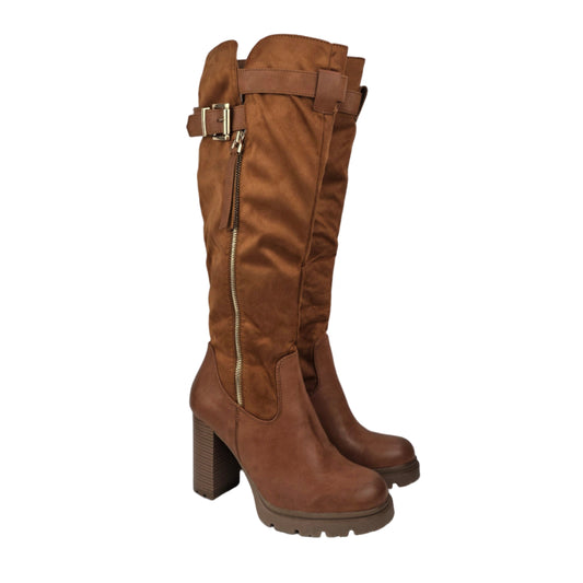 Bota Alta Tacón Camel