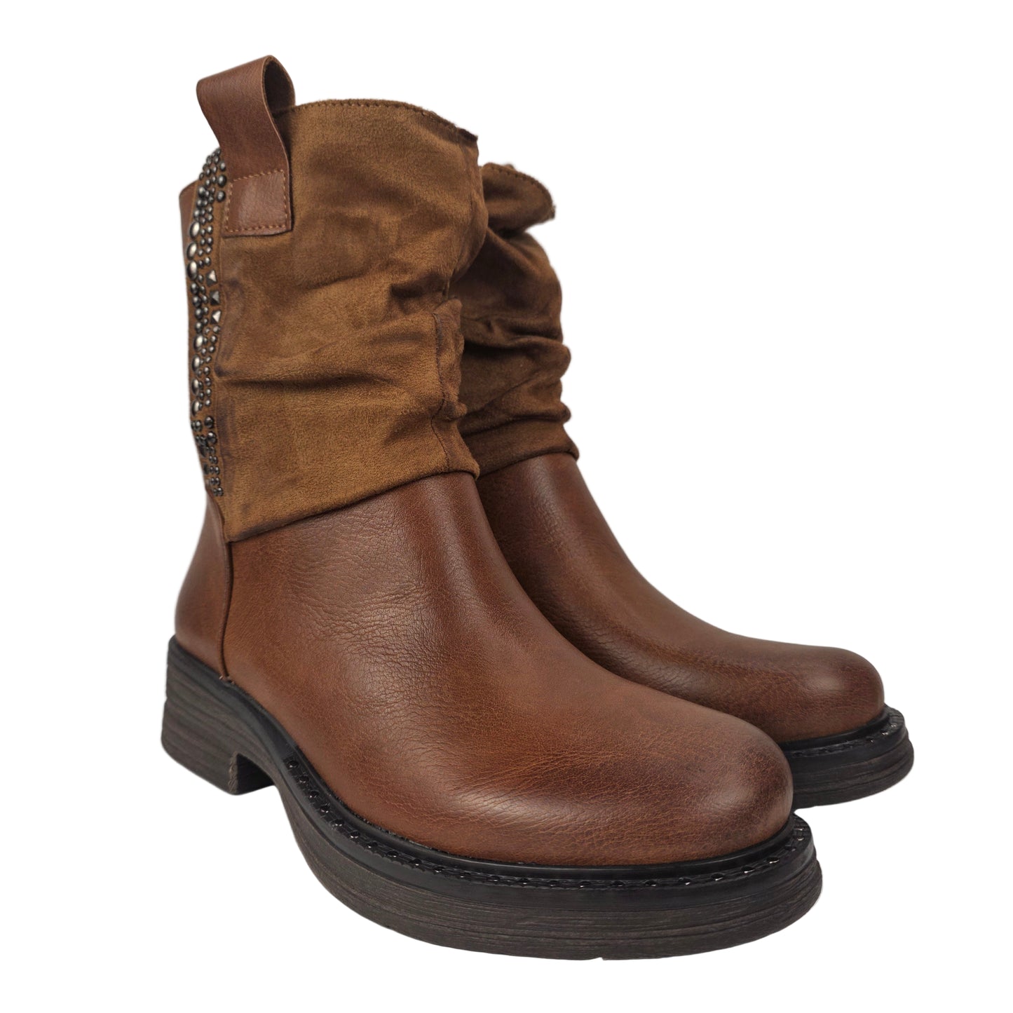 Botin Tachuelas combinado Marrón