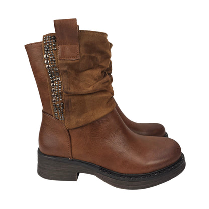 Botin Tachuelas combinado Marrón