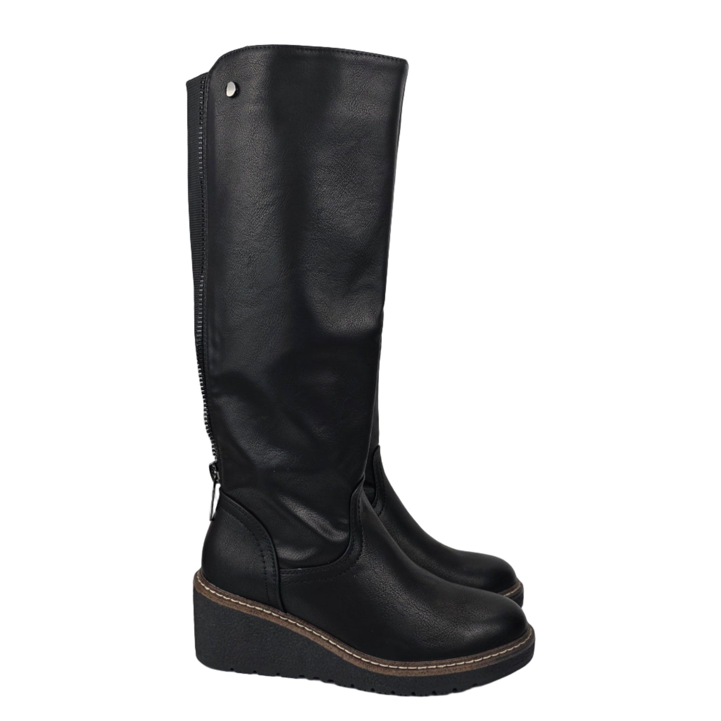 Bota Cuña Cremallera Negra