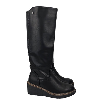Bota Cuña Cremallera Negra