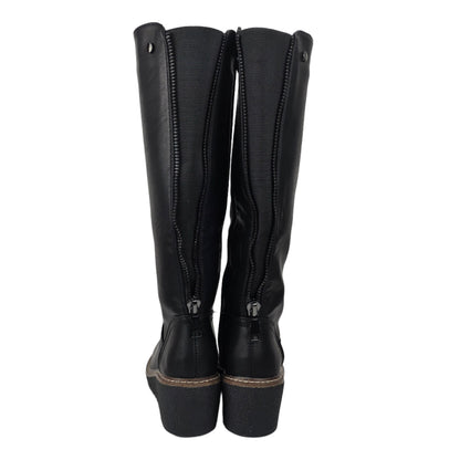 Bota Cuña Cremallera Negra