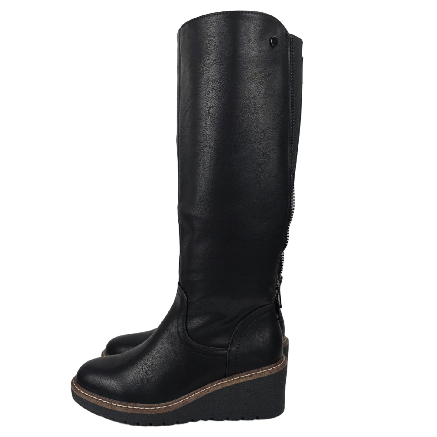 Bota Cuña Cremallera Negra